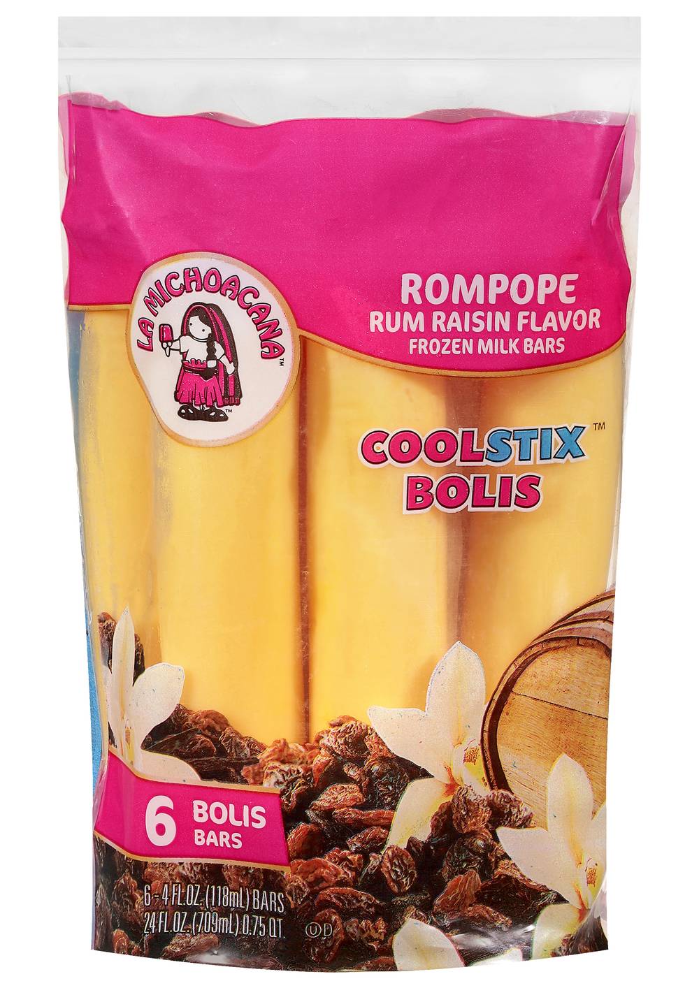 La Michoacana Frozen Milk Bars, Rum Raisin (24 fl oz)
