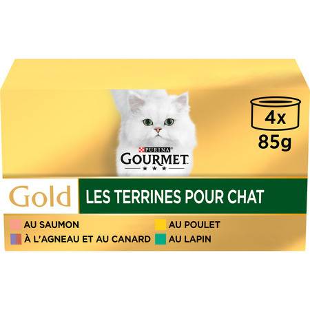 Pâtée pour chat les terrines PURINA GOURMET - les 4 boites de 85 g