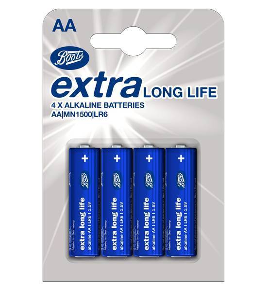 Boots extra lasting batteries AA 4 pack