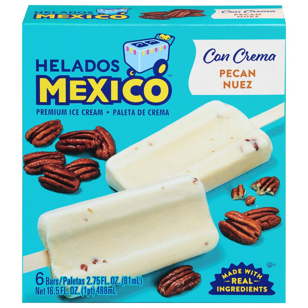 Helados Mexico Pecan Ice Cream Bar, Fiesta (18 fl oz)