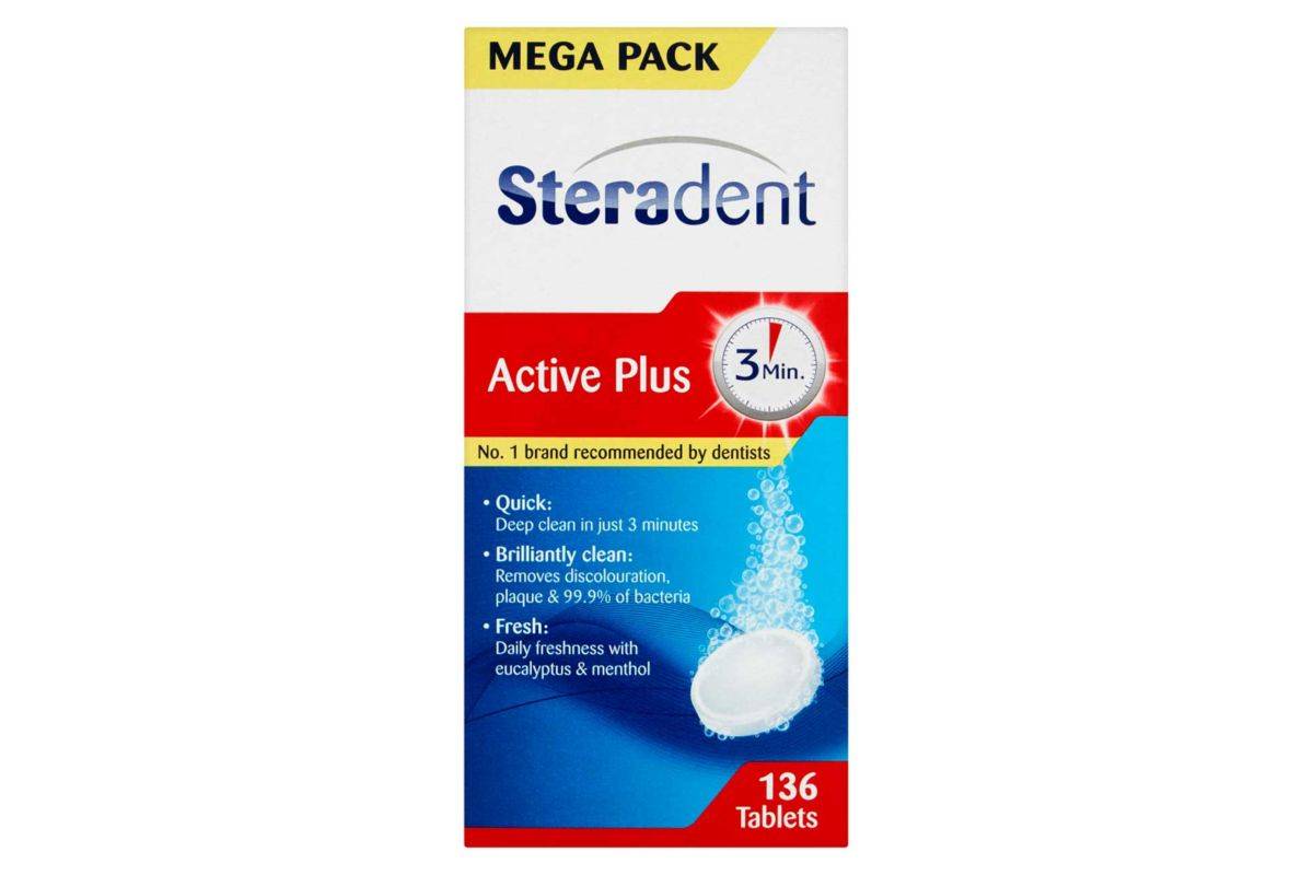 Steradent Active Plus Denture Cleaner Menthol - 136 Tablets