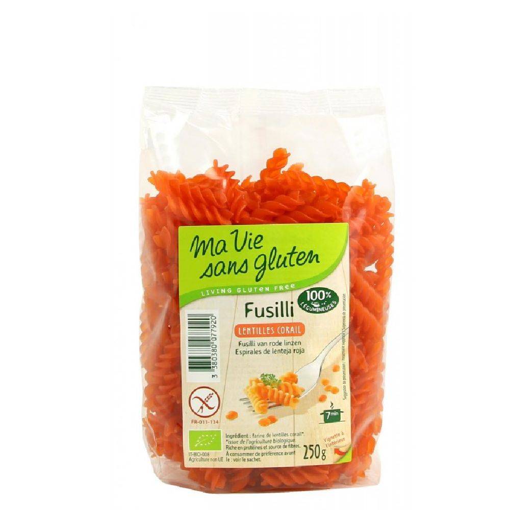 Fusilli lentilles corail 250g - MA VIE SANS GLUTEN - BIO