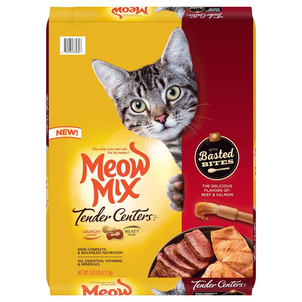 Meow Mix Tender Centers Basted Bites Beef & Salmon Dry Cat Food (13.5 lbs)