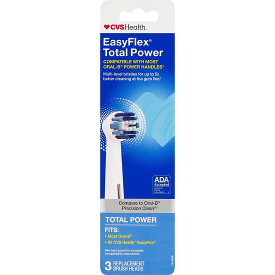 CVS Health EasyFlex Total Power Replacement Brush Heads, 3 CT