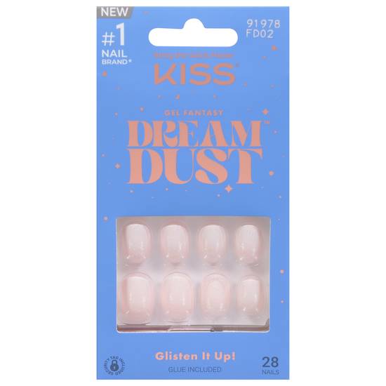 Kiss Womens Gel Fantasy Dream Dust Nails Short