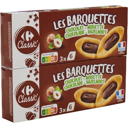 FID - Biscuits chocolat noisette CARREFOUR CLASSIC' - les 2 boites de 120g