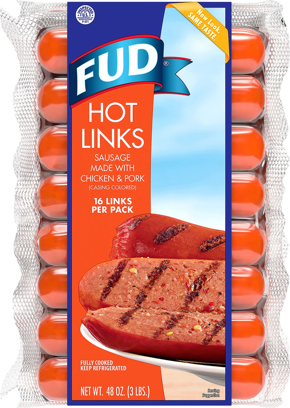 FUD Chicken & Pork Sausage Hot Links (48 oz, 16 ct)