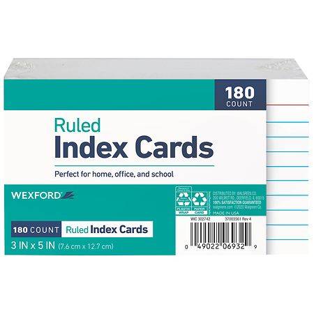 Wexford Index Cards White - 3x5 (180ct)
