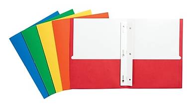 Oxford Two Pocket Presentation Folder With Fasteners, Assorted