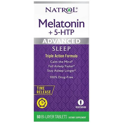 Natrol Advanced Sleep Melatonin + 5-HTP, Time Release Bi-Layer Tablets - 60.0 ea