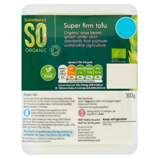 Sainsbury's So Organic Super Firm Tofu (300g)