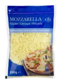 Queso mozzarella rallado Carrefour 200 g.