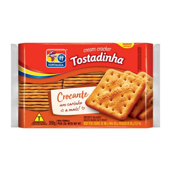 Fortaleza biscoito salgado cream cracker tostadinha (350 g)