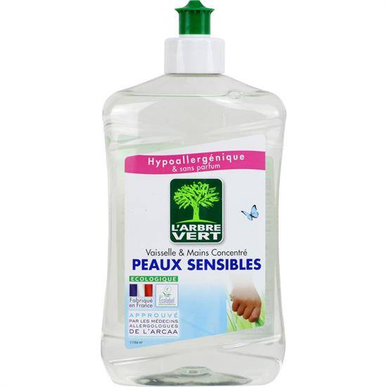 Liquide vaisselle & mains peaux sensibles L'ARBRE VERT - le flacon de 500 ml