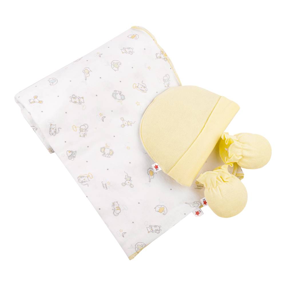 Baby creysi sábana con accesorios amarillo (set 3 piezas)