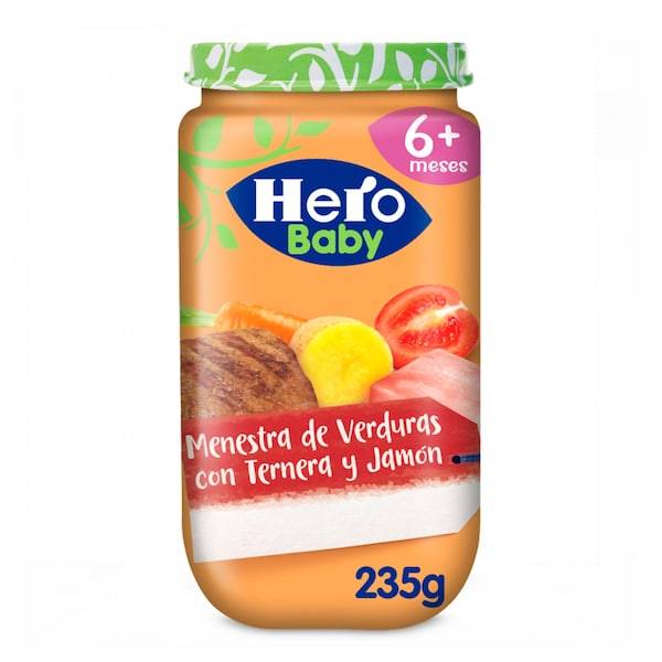 Menestra con jamón y ternera Hero frasco 235 g