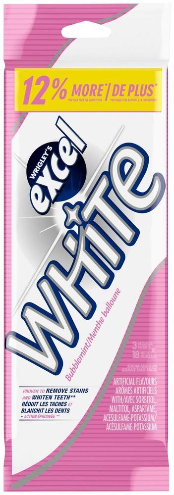 Excel white menthe balloune (3x18 un) - white bubblemint sugar free chewing gum (3 x 18 units)