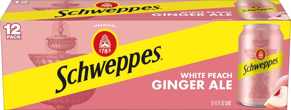 Schweppes Ale Soda, White Peach Ginger (12 x 12 fl oz)