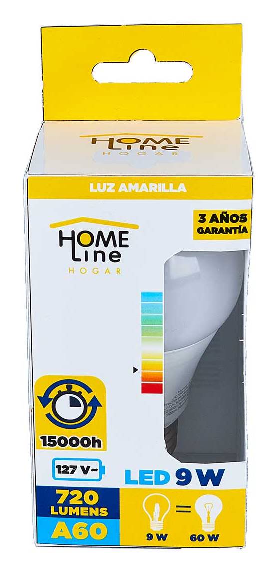 Home Line · Foco de luz amarilla cálida led 9 w
