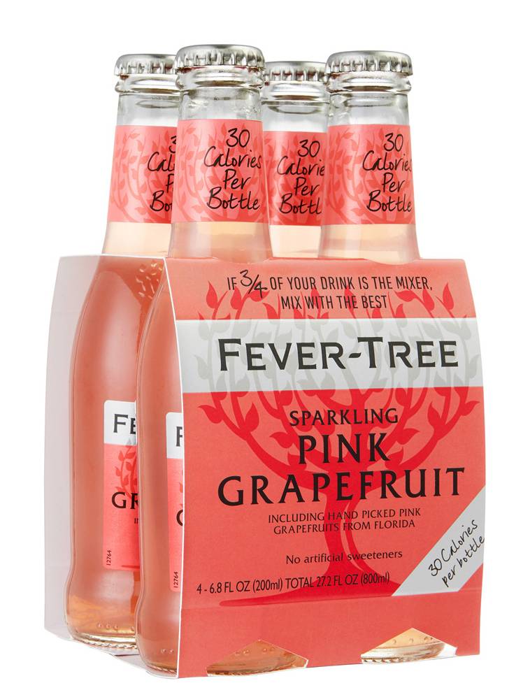 Fever-Tree Sparkling Mixer Soft Drink, Pink Grapefruit (4 x 6.8 fl oz)