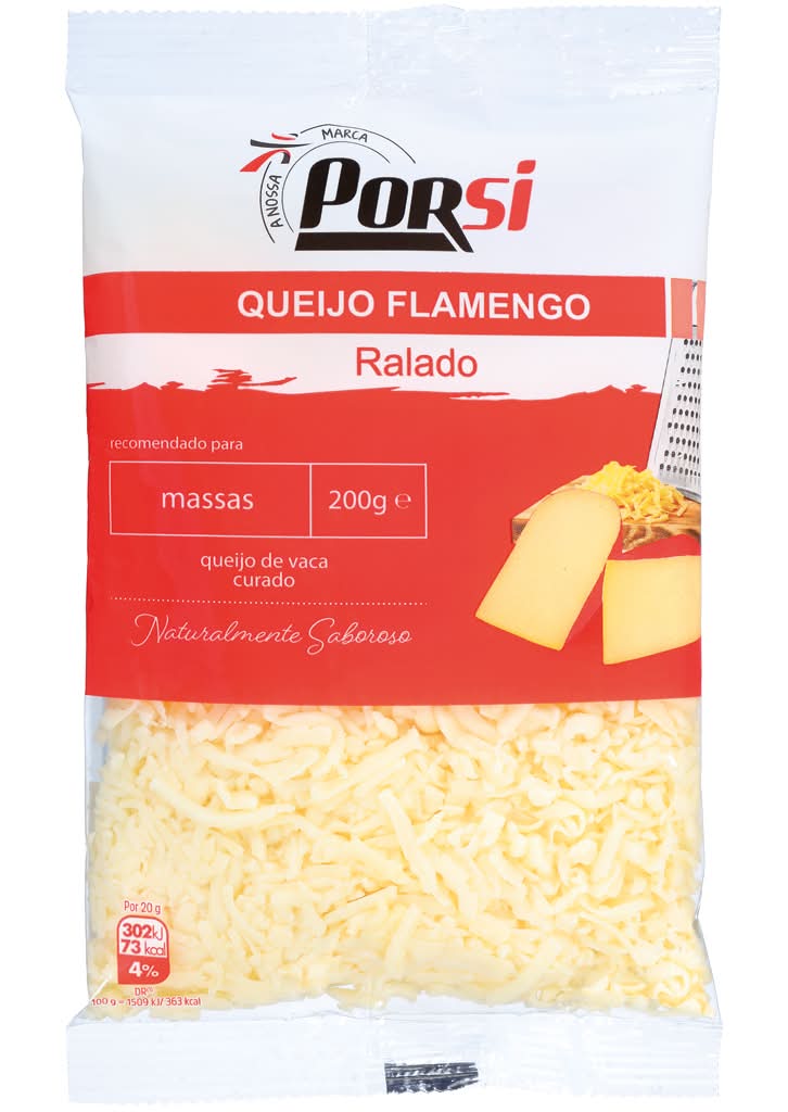 Porsi - Queijo flamengo ralado, embalagem de 200g