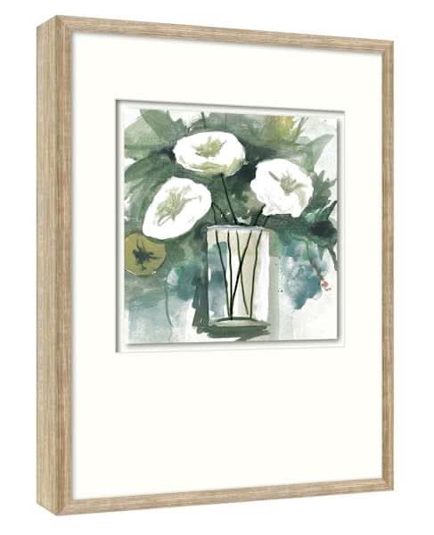Glass Framed Floral Print Wall Art, 19x25