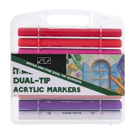 Dual-Tip Acrylic Markers 18-Count Clear