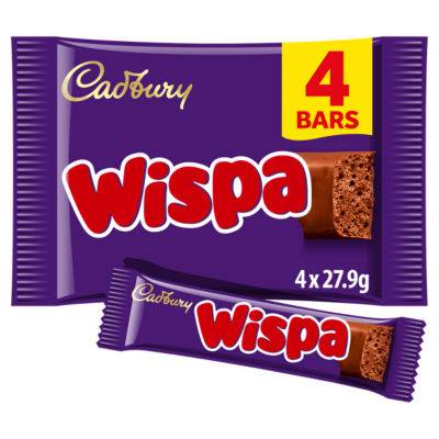 Cadbury Wispa Chocolate Bar 4 Pack 111.6g
