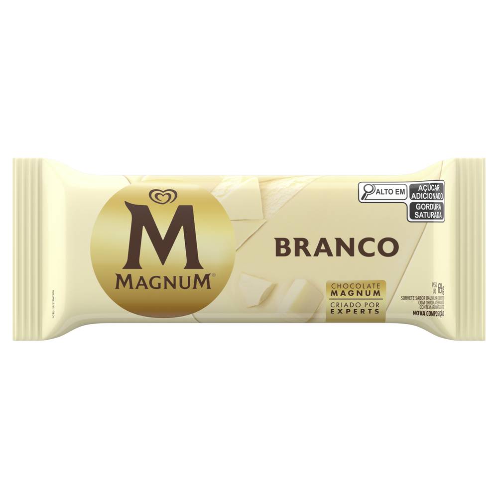 Kibon · Sorvete de baunilha coberto com chocolate branco magnum (69 g)