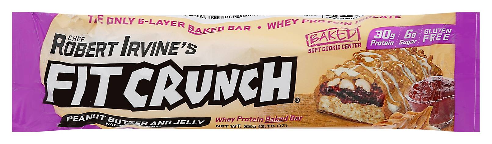 FitCrunch Whey Protein Baked Bar, Peanut Butter, Jelly (3.1 oz)
