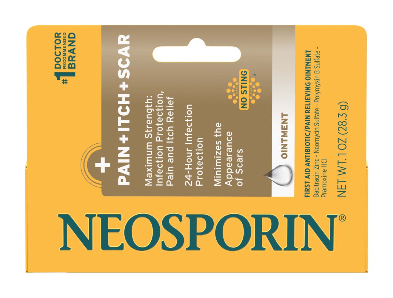 Neosporin Pain Itch Scar First Aid Antibiotic Pain Relieving Ointment (1 oz)