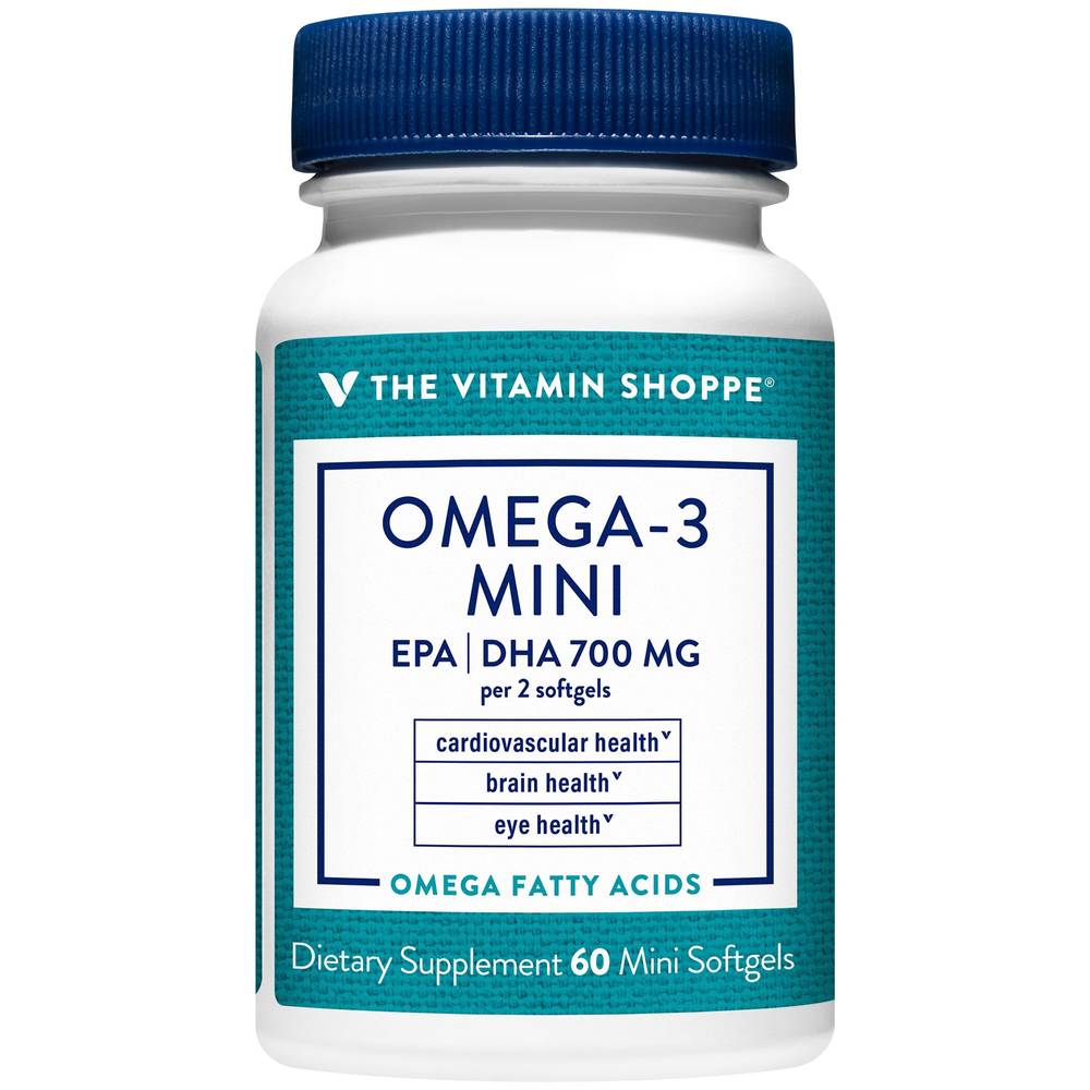 The Vitamin Shoppe Omega-3 Mini Epa/Dha 700mg Supports Cardiovascular, Brain, & Eye Health Softgels