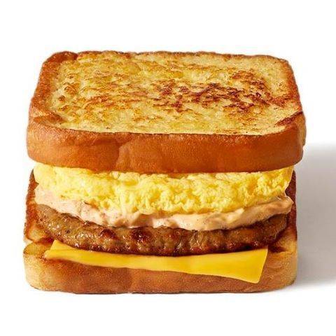 French Toast Sausage, Egg, & Cheese Sandwich