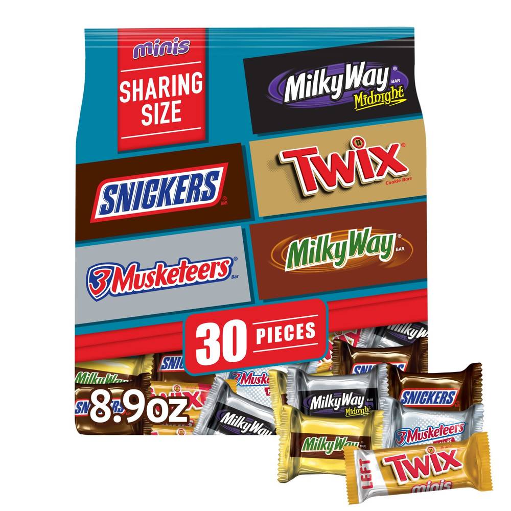 Snickers, Twix, 3 Musketeers, Milky Way, Minis Chocolate Candy Bars Variety Pack, 8.31 Oz Bag