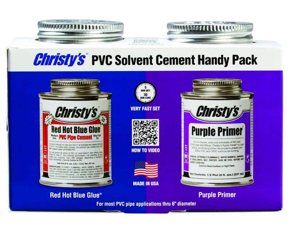 Christy's Pvc Solvent Cement Red Hot Blue Glue and Purple Primer Handy pack (2 ct)