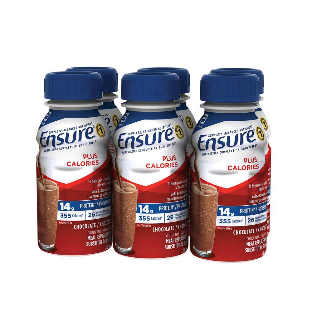 Ensure ensure plus calories, alimentation complète et équilibrée, chocolat, 6 x 235 ml " - plus calories meal replacement chocolate (6 x 235 ml)