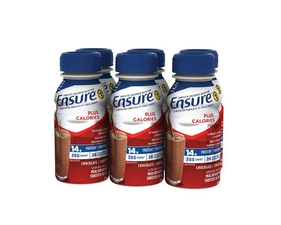 Ensure · Ensure® Plus Calories, alimentation complète et équilibrée, chocolat, 6 x 235 mL " - Plus calories meal replacement chocolate (6 x 235 mL)