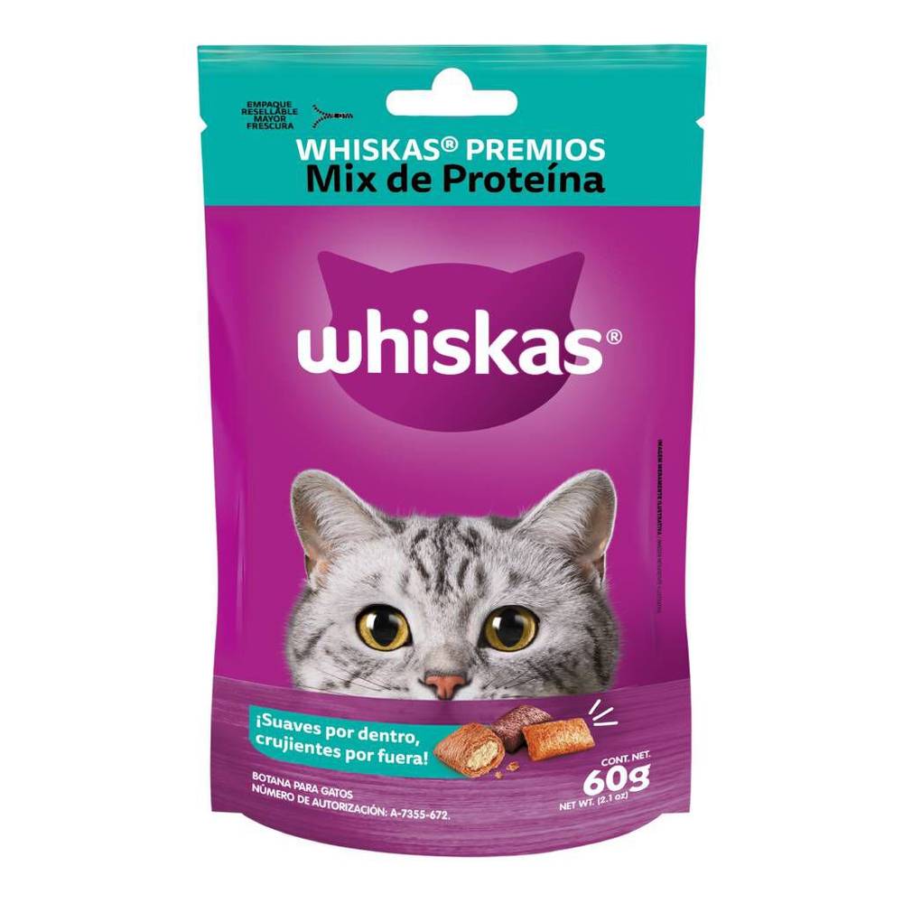 Whiskas premios para gato mix de proteína