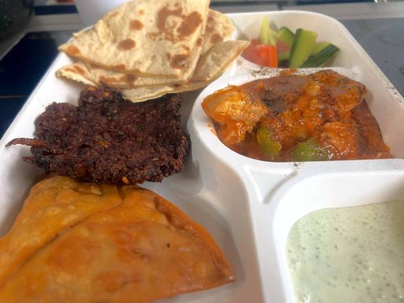 Ramadan Mini Feast, 1 Chapli Kebab, 1 Vegetable Samosa or Lamb Samosa, 1 Small Charsi Chicken Karahi with Naan, 1 Soft Drink or Rooh Afza
