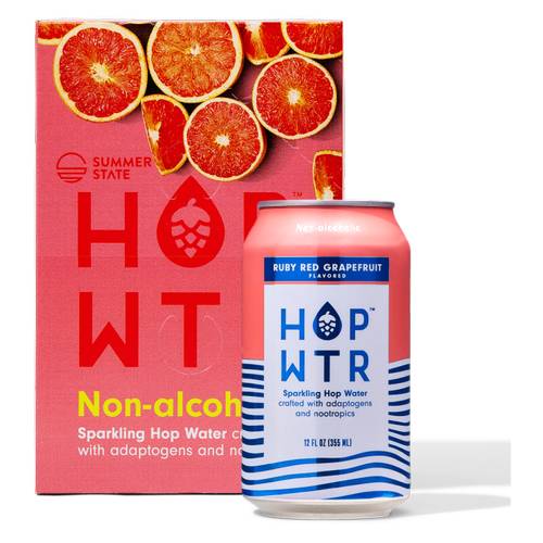 Hop Wtr Non-Alcohlic Sparkling Hop Water (6 pack, 12 fl oz) (ruby red grapefruit)