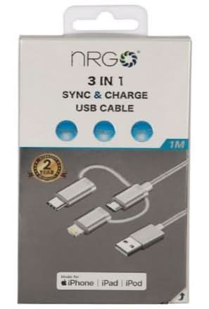 NRG MFI Multi Charger (Lightning, Type-C, Micro USB)