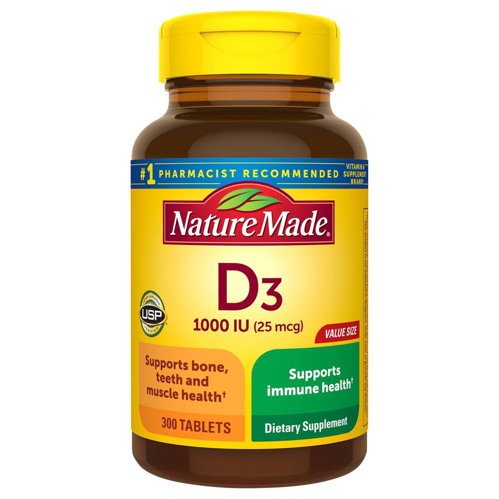 Nature Made Vitamin D3 Value Size 25 Mcg Tablets