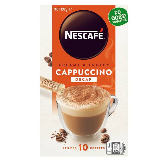 Nescafe Decaf Cappuccino Coffee Sachets 10 pack