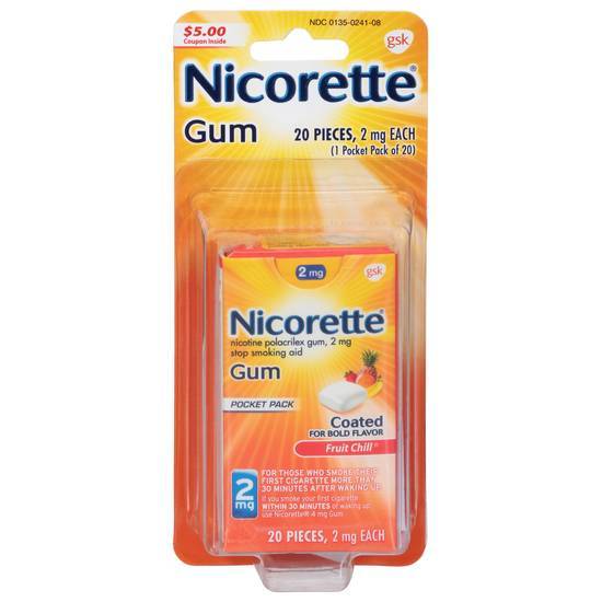 Nicorette Fruit Chill Gum Stop Smoking Aid (20 ct)