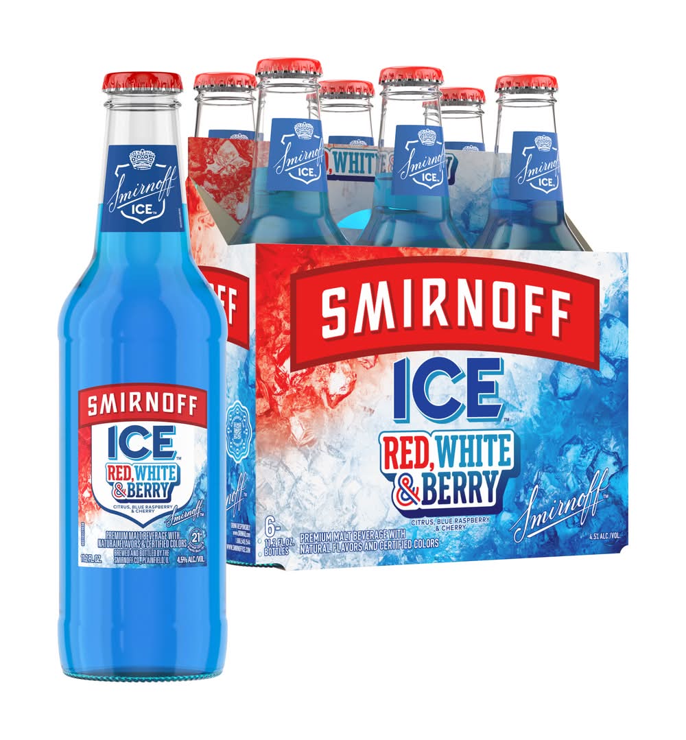 Smirnoff Premium Malt Beverage Beer, Citrus Blue Raspberry & Cherry (6 x 11.2 fl oz)