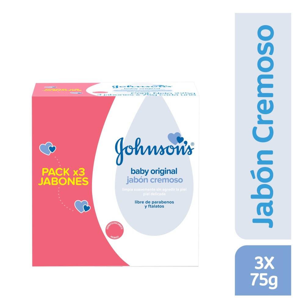 Johnson's · Jabón cremoso original (3 un)