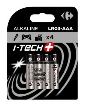 Pilas Alcalinas Carrefour Itech + AAA/LR03, paquete 4