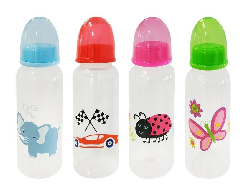 Kidgets Printed Bottles With Medium Flow Nipples 9 oz, Assorted (4 ct)