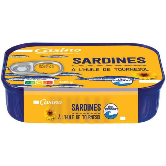 Casino Sardines à l’Huile de Tournesol 135g