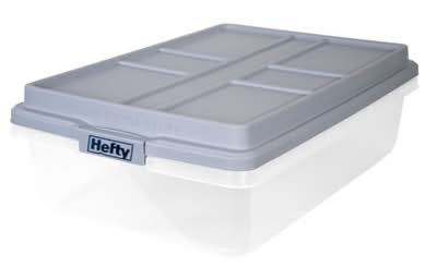Hefty Plastic Storage Bin With Stackable Lid, Gray